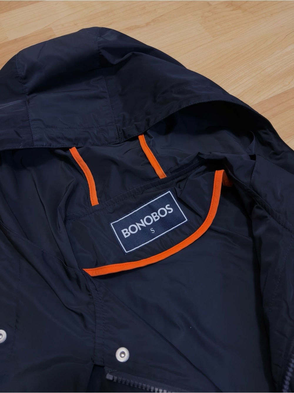 Men's Bonobos Navy Blue Nylon Rain Coat Jacket Size Small - Picture 5 of 9
